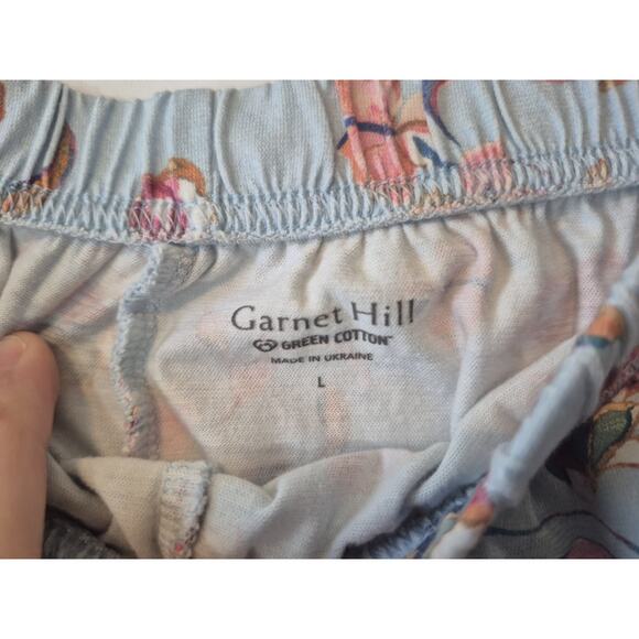 Sold! Garnet Hill Asian Wrap Blue Pink Floral Organic Cotton Pajama Set Large - Picture 9 of 13